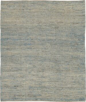 Blue Beige Textured Modern Distressed 60887 by Nazmiyal Antique Rugs