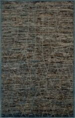 Brown Navy Blue Textured Modern Distressed 60891 by Nazmiyal Antique Rugs