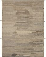 Brown Primitive Design Modern Distressed 60888 by Nazmiyal Antique Rugs