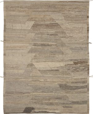 Brown Primitive Design Modern Distressed 60888 by Nazmiyal Antique Rugs