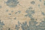 Close Up Of Beige Blue Geometric Modern Oushak 60871 by Nazmiyal Antique Rugs