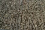 Close Up Of Brown Navy Blue Textured Modern Distressed 60891 by Nazmiyal Antique Rugs