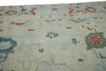 Detail Of Light Blue Geometric Modern Oushak 60873 by Nazmiyal Antique Rugs