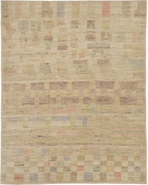 Geometric Room Size Modern Distressed 60886 by Nazmiyal Antique Rugs