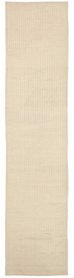 Ivory Textured Modern Distressed Runner Rug 60884 by Nazmiyal Antique Rugs