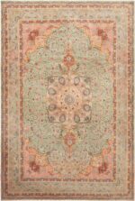 Large Silk And Wool Vintage Persian Tabriz Rug 71097 by Nazmiyal Antique Rugs