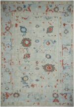 Light Blue Geometric Modern Oushak 60873 by Nazmiyal Antique Rugs