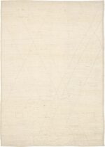 Light Ivory Geometric Modern Distressed 60883 by Nazmiyal Antique Rugs