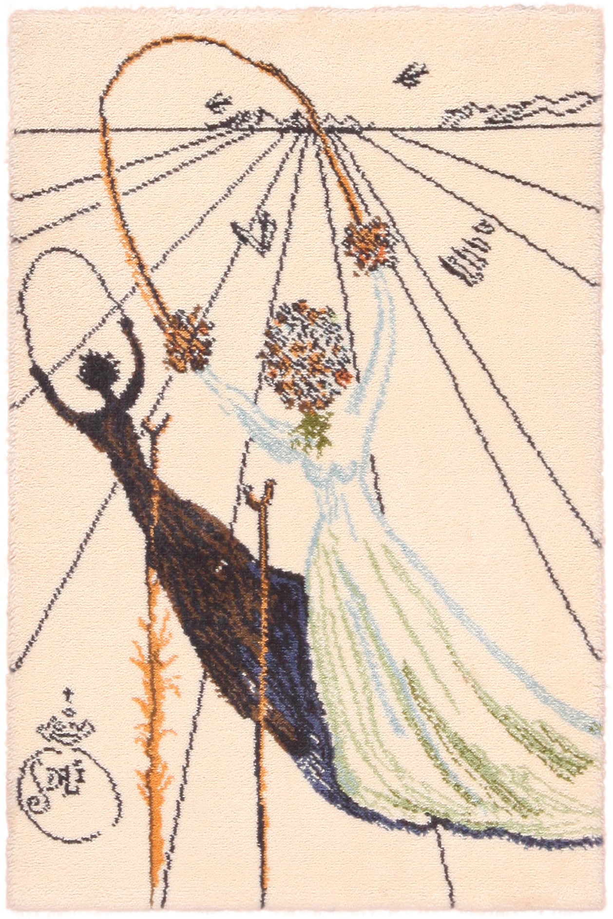 Vintage Salvador Dali Rug Alice In Wonderland 71113 by Nazmiyal