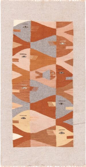 Vintage Scandinavian Fish Design Kilim Rug 71056 by Nazmiyal Antique Rugs