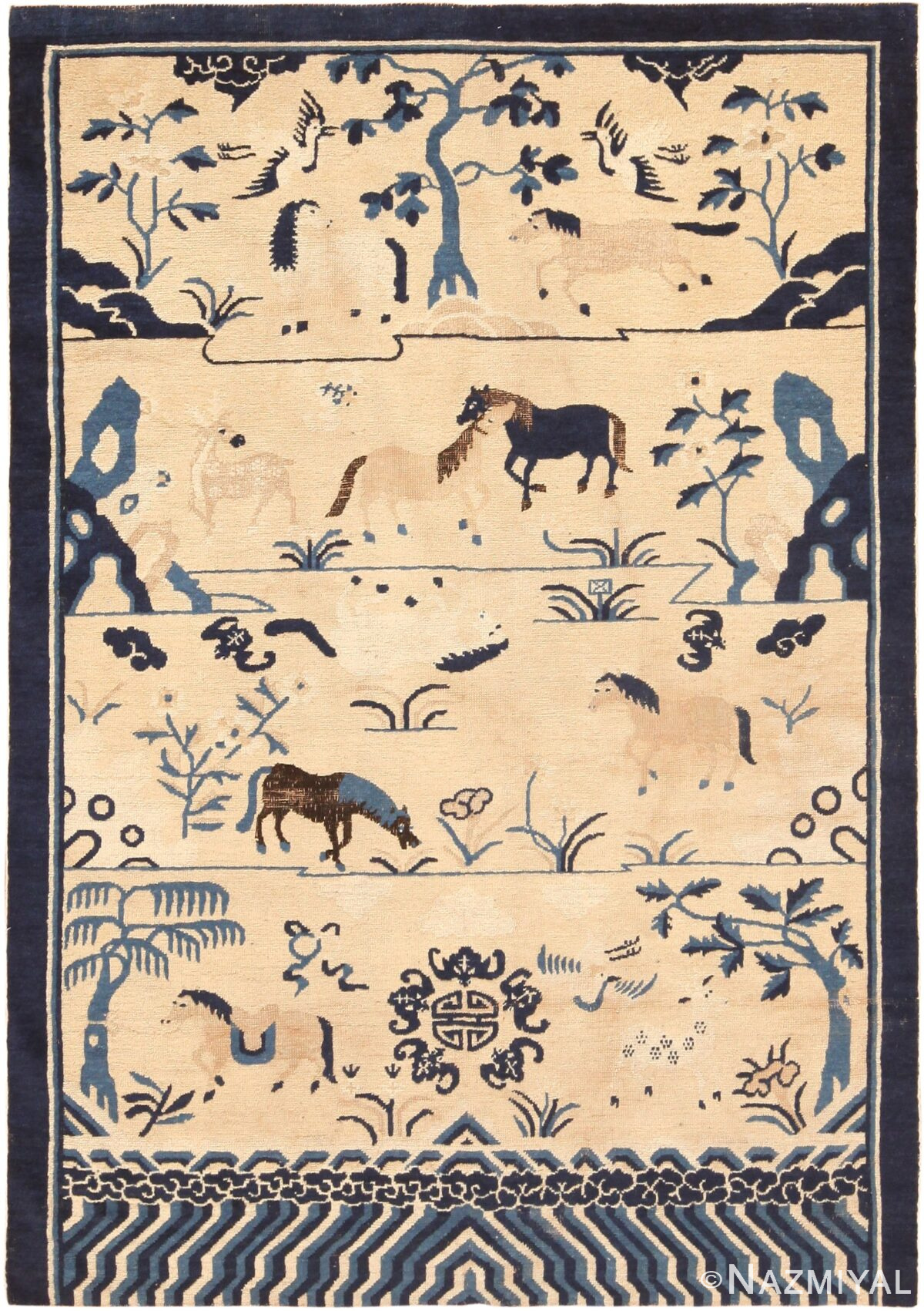 18th Century Antique Chinese Animal Rug 71026 by Nazmiyal Antique Rugs