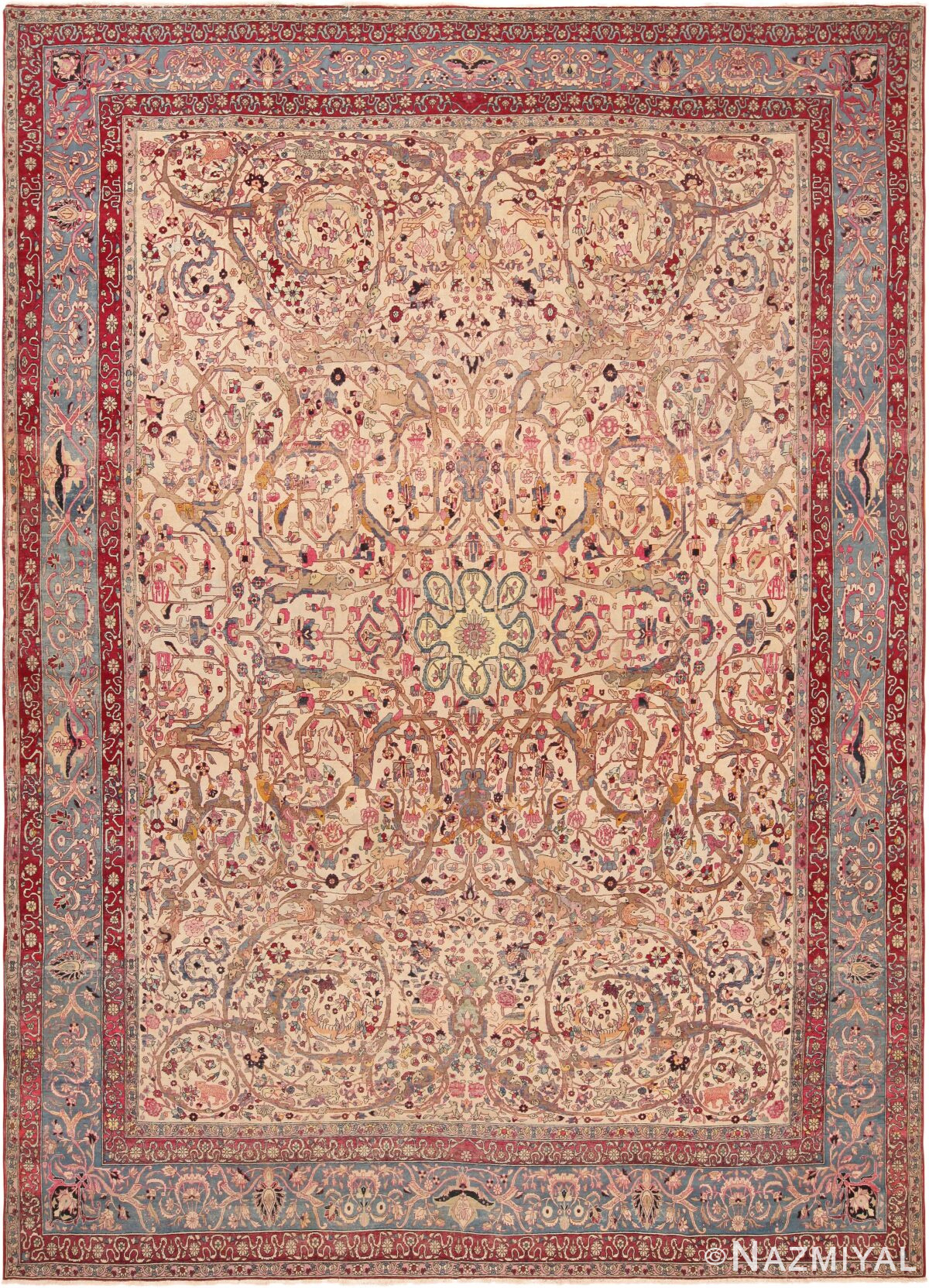 Antique Persian Tehran Area Rug 71106 by Nazmiyal Antique Rugs