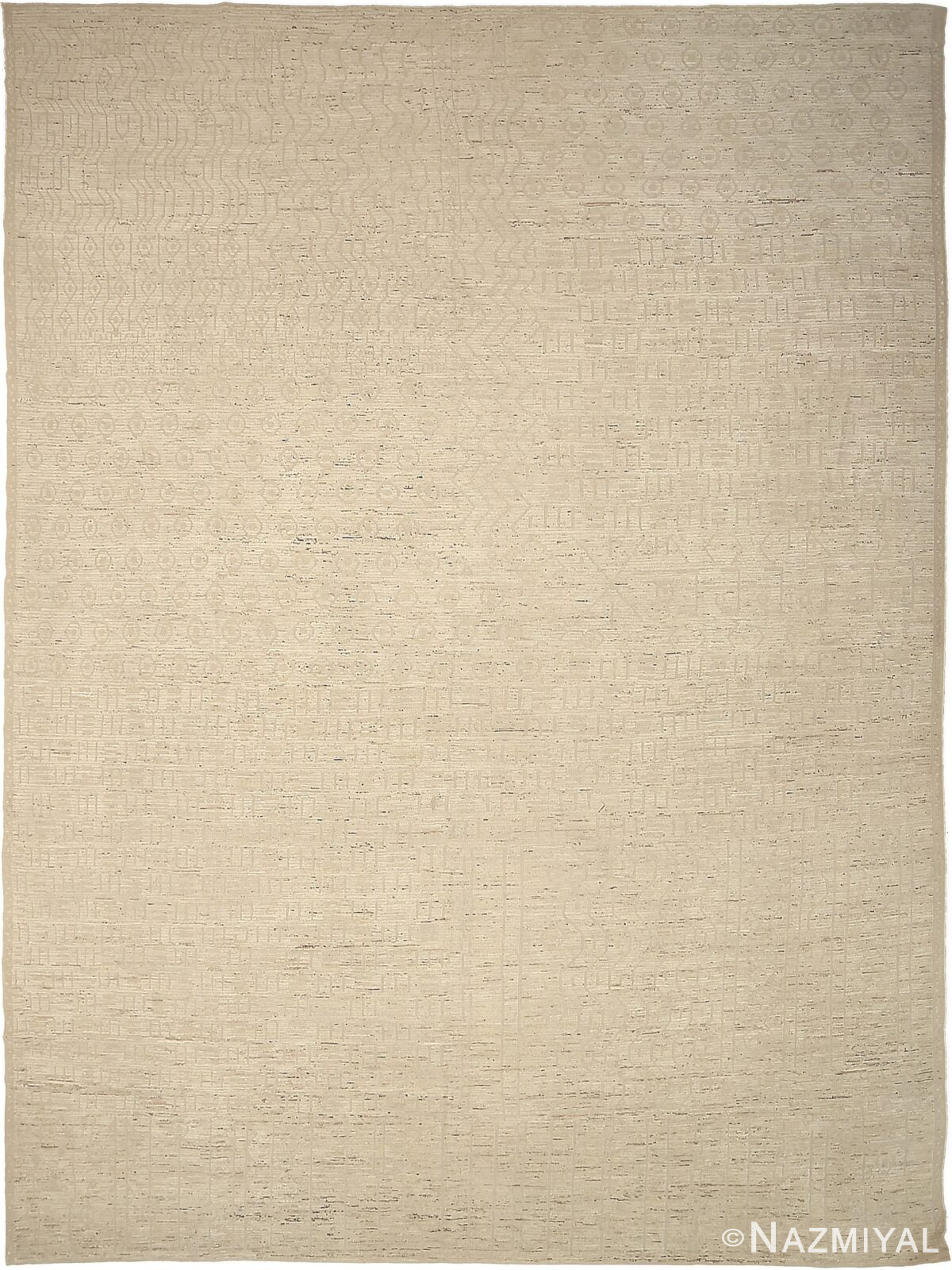 Beige Geometric Modern Distressed 60874 by Nazmiyal Antique Rugs