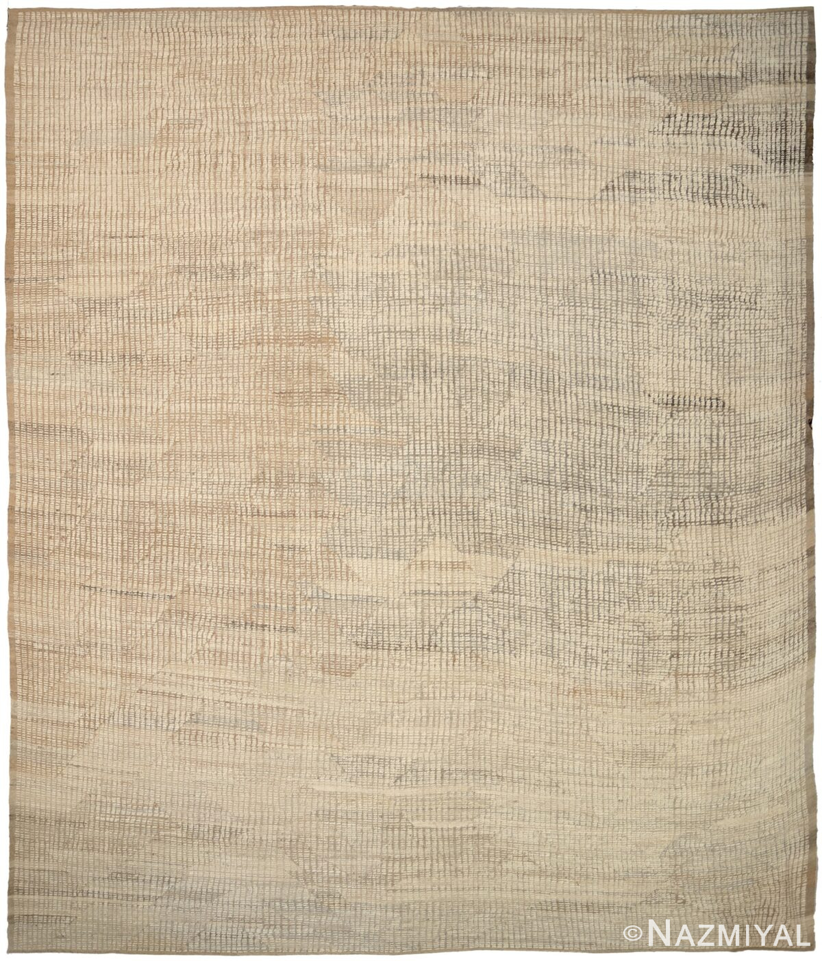 Beige Geometric Modern Distressed 60875 by Nazmiyal Antique Rugs