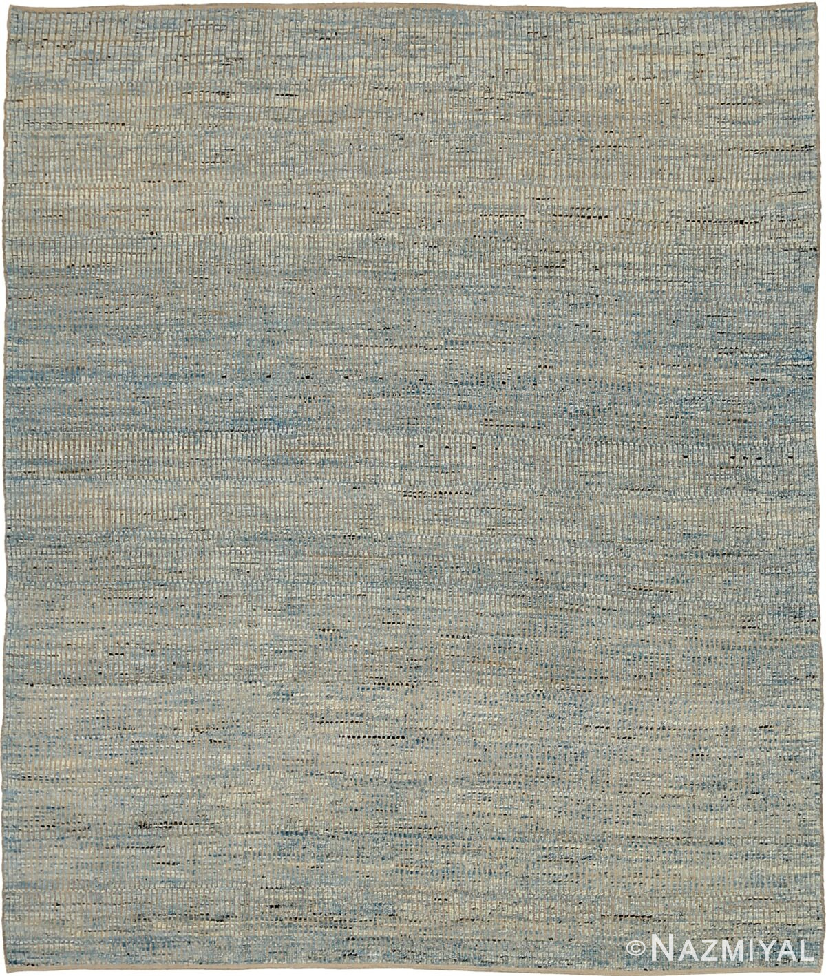 Blue Beige Textured Modern Distressed 60887 by Nazmiyal Antique Rugs
