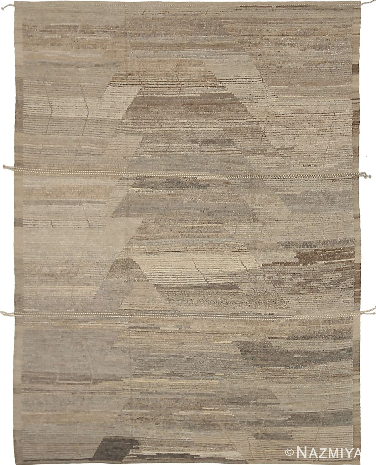 Brown Primitive Design Modern Distressed 60888 by Nazmiyal Antique Rugs