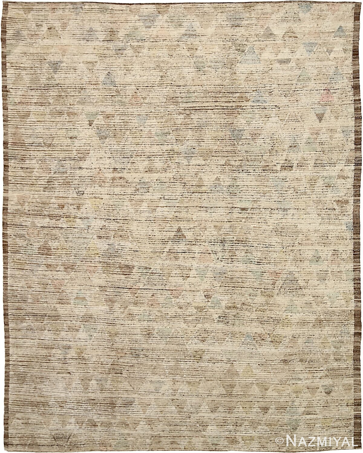 Cream Geometric Modern Distressed 60880 by Nazmiyal Antique Rugs
