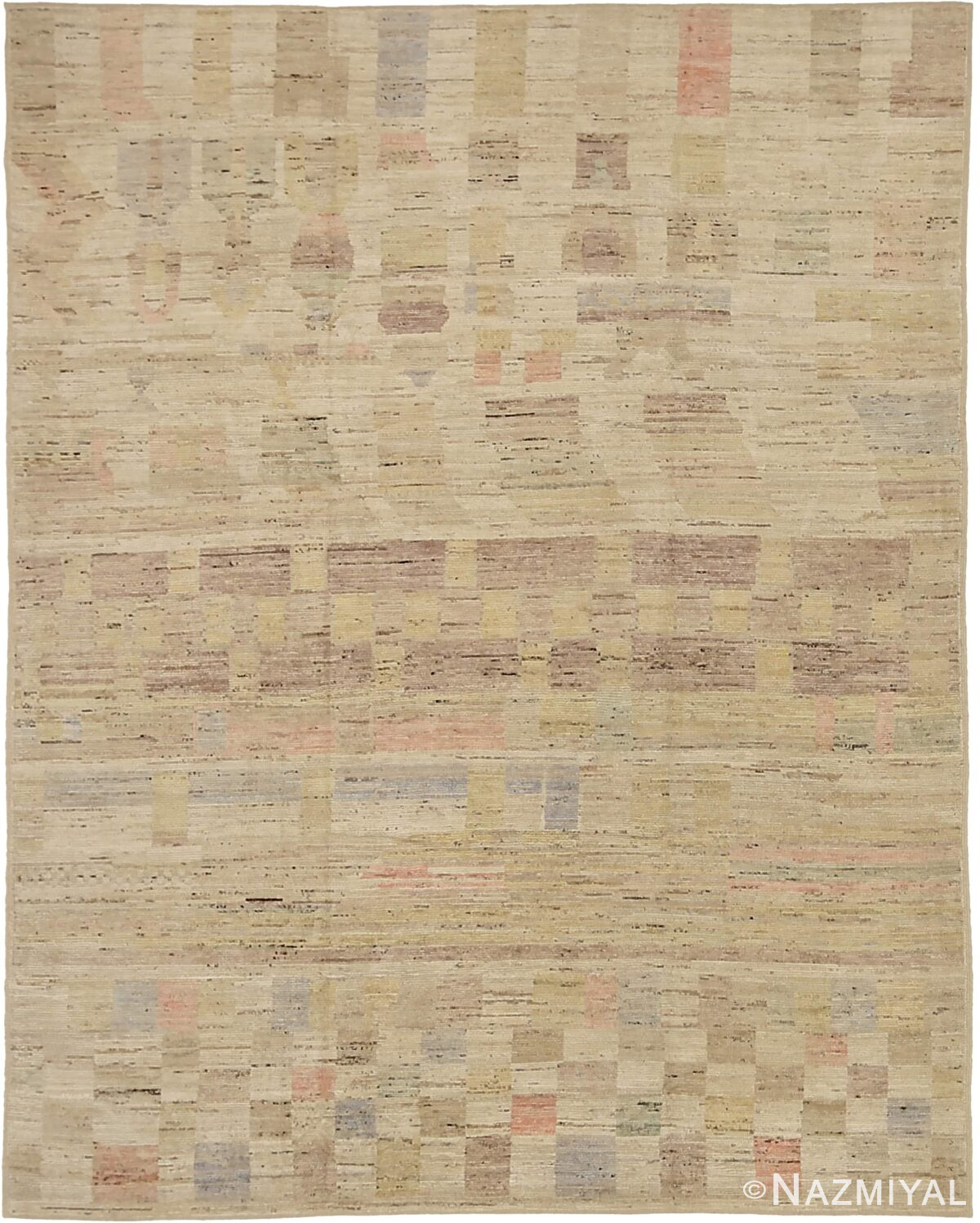 Geometric Room Size Modern Distressed 60886 by Nazmiyal Antique Rugs