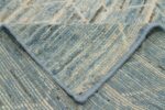 Weave Of Blue Beige Geometric Modern Distressed Runner Rug Weave Of Blue Beige Geometric Modern Distressed Runner Rug 60882 by Nazmiyal Antique Rugs
