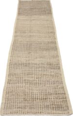 Whole View Of Beige Brown Textured Modern Distressed Runner Rug 60890 by Nazmiyal Antique Rugs