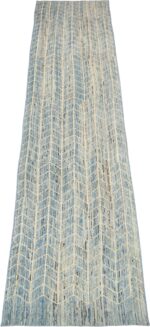 Whole View Of Blue Beige Geometric Modern Distressed Runner Rug Whole View Of Blue Beige Geometric Modern Distressed Runner Rug 60882 by Nazmiyal Antique Rugs
