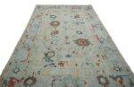 Whole View Of Light Blue Geometric Modern Oushak 60873 by Nazmiyal Antique Rugs