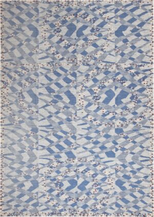 Magnificent Swedish Inspired Blue Area Kilim Rug 60895 by Nazmiyal Antique Rugs