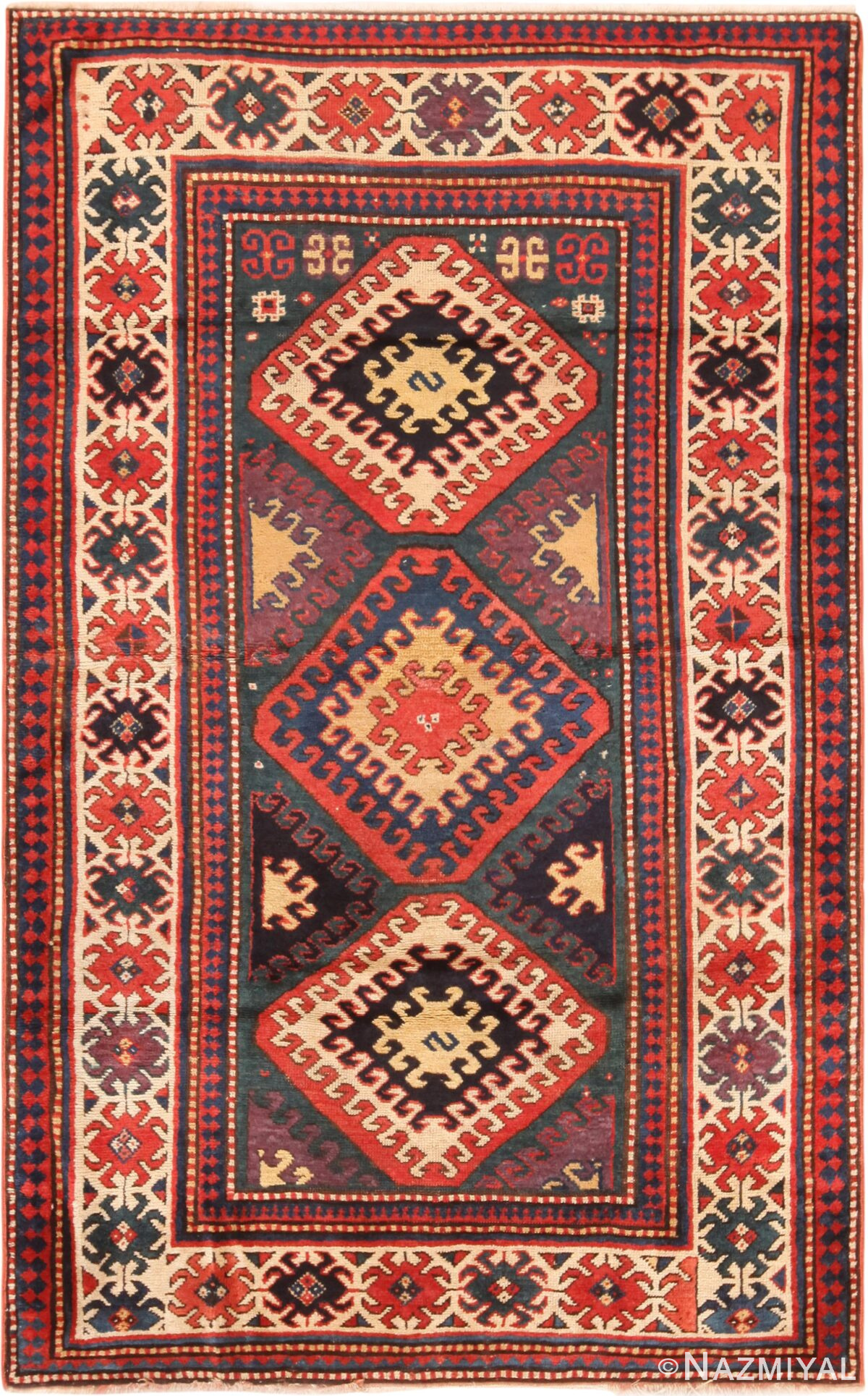 Antique Caucasian Borchalou Kazak Tribal Rug 71164 by Nazmiyal Antique Rug