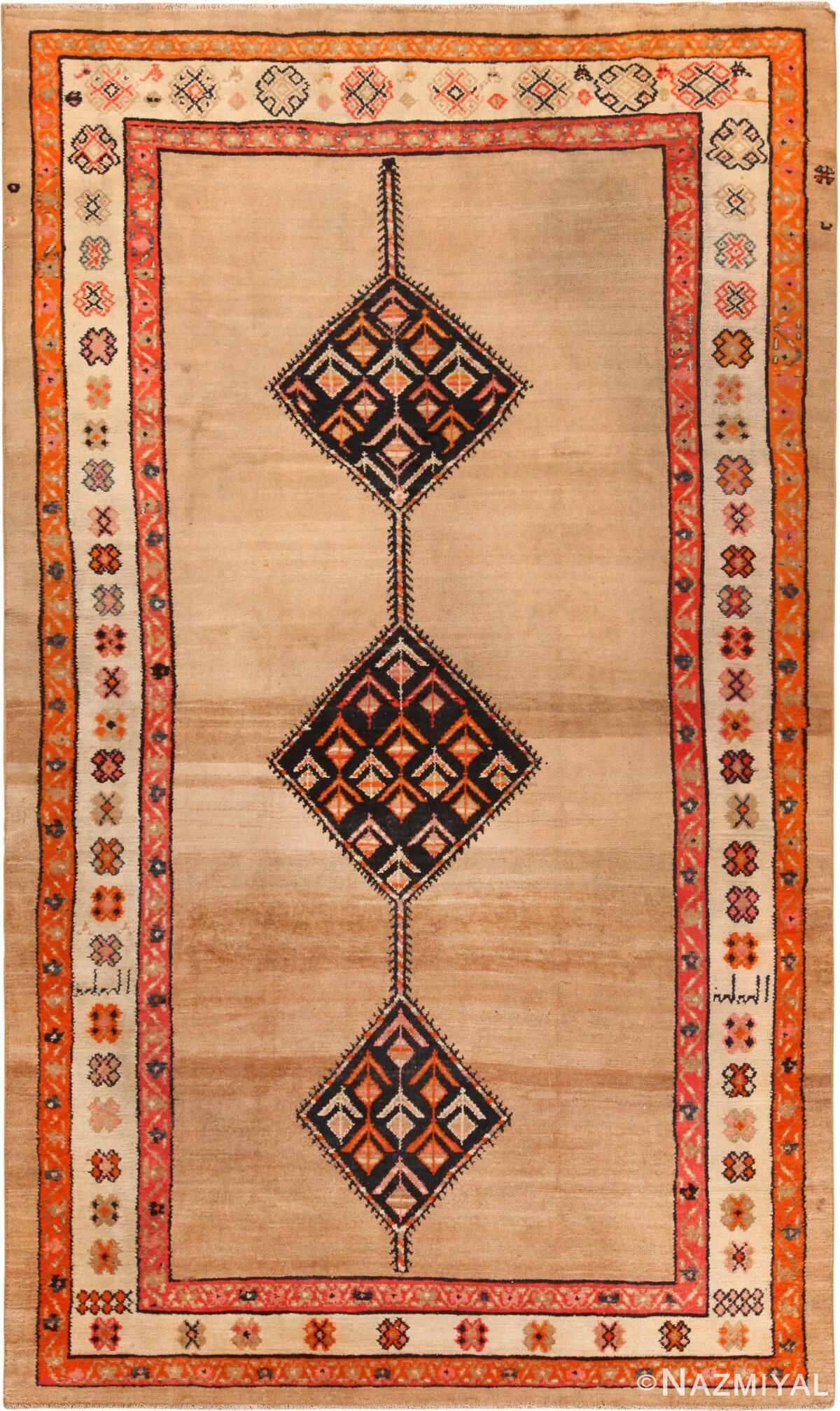 Antique Persian Serab Camel Hair Rug 71123 by Nazmiyal Antique Rug
