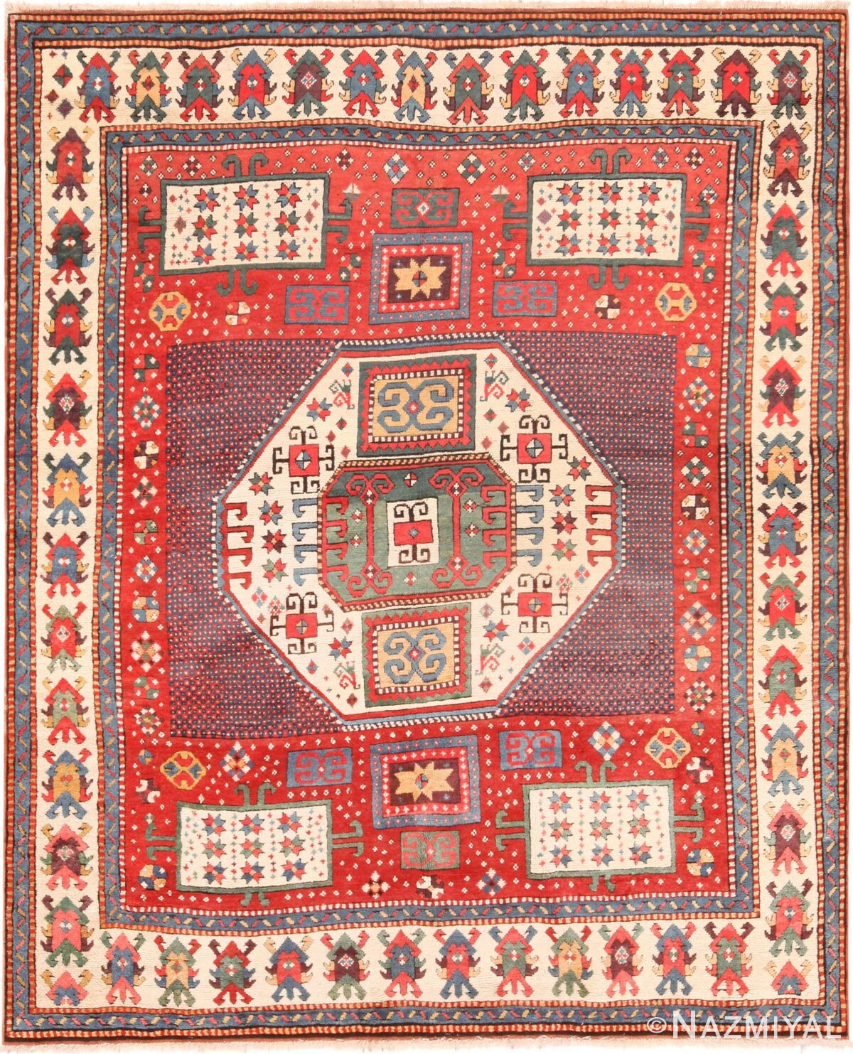 Antique Tribal Caucasian Karachopf Kazak Area Rug 71242 by Nazmiyal Antique Rugs