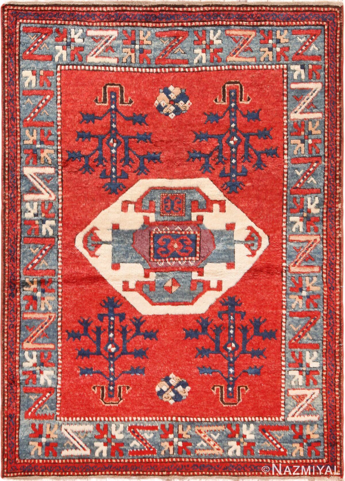 Antique Tribal Caucasian Lori Pambak Design Kazak Rug 71229 by Nazmiyal Antique Rugs