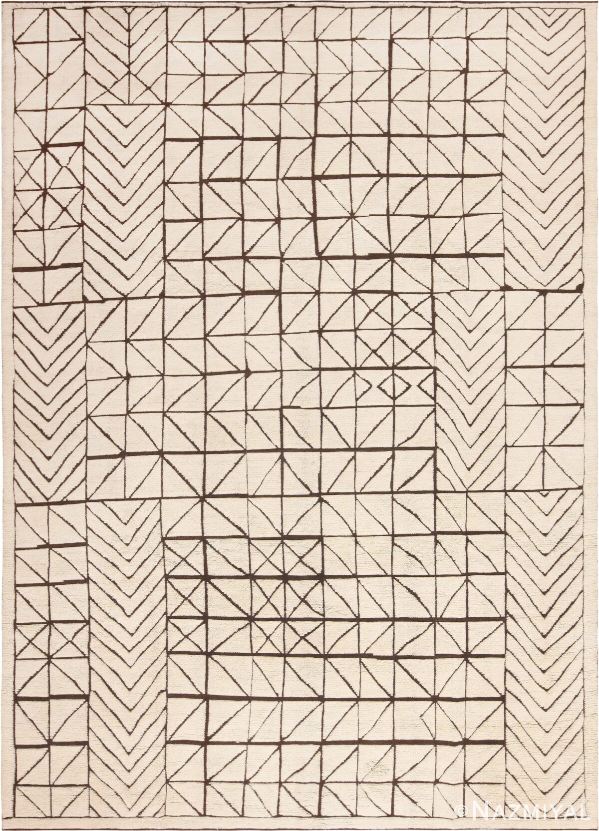 Decorative Ivory Modern Swedish Inspired Pile Rug 60908 by Nazmiyal Antique Rugs