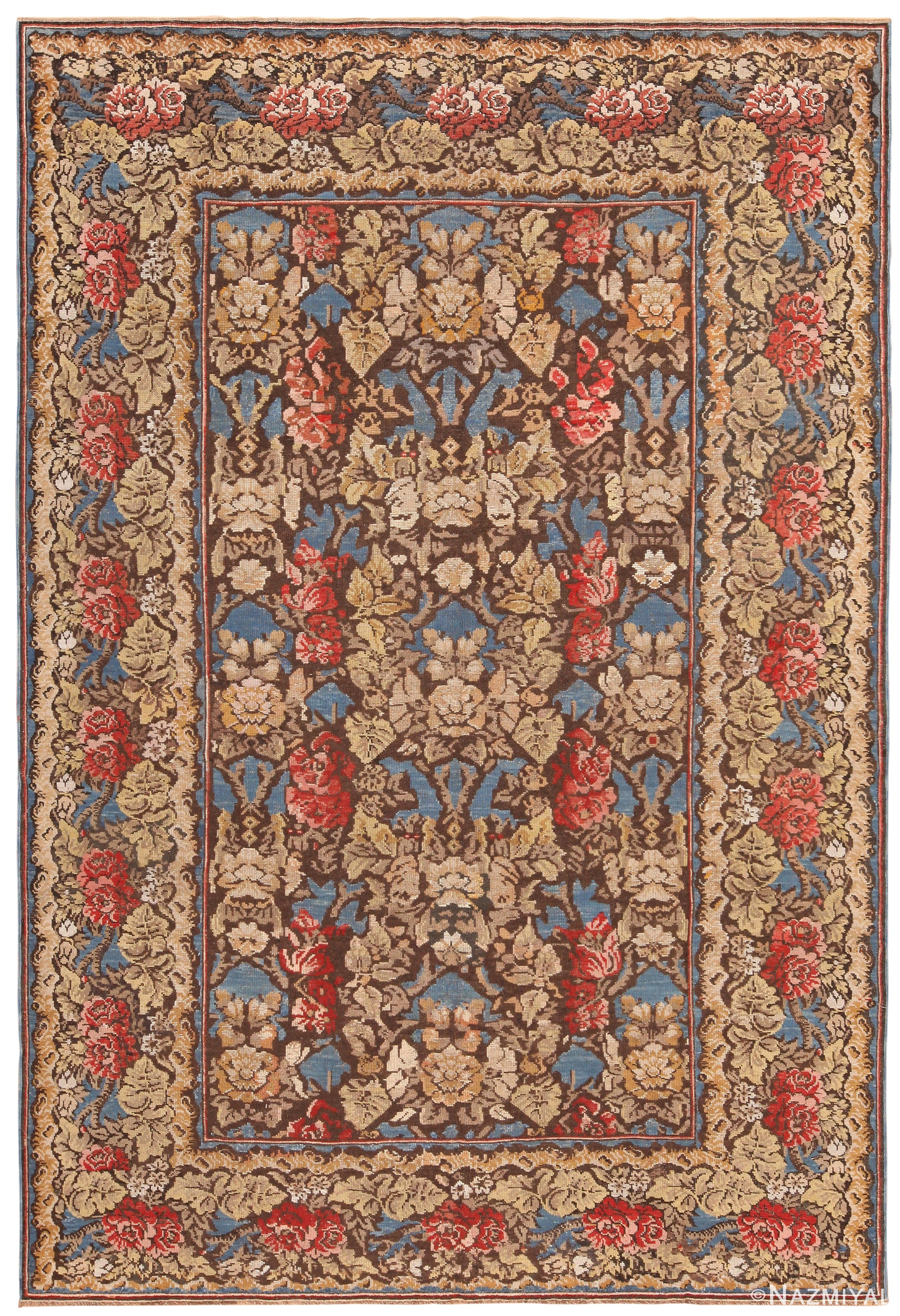 Majestic Antique Ukrainian Floral Rug 71152 by Nazmiyal Antique Rugs