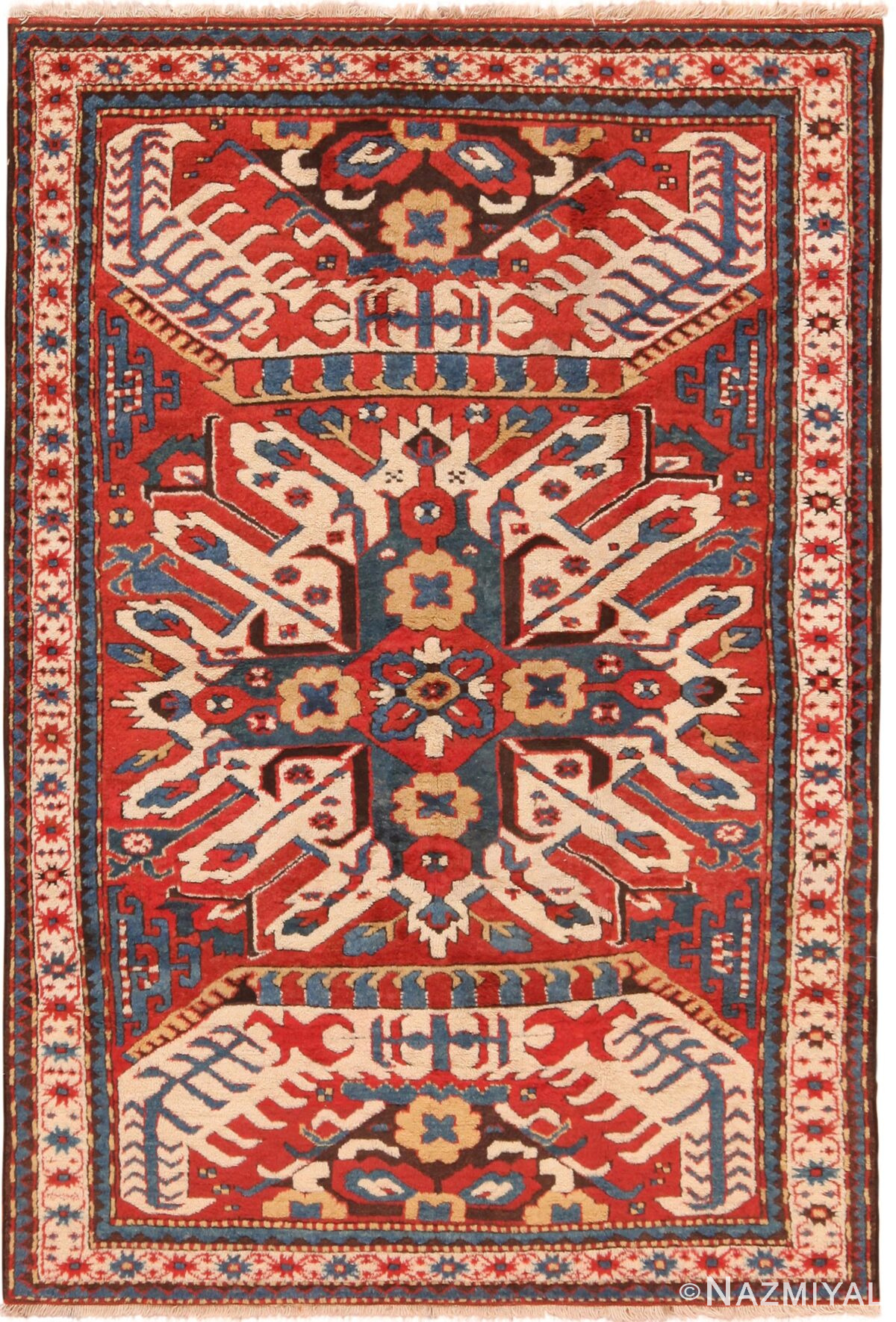 Spectacular Antique Caucasian Eagle Kazak Rug 71157 by Nazmiyal Antique Rugs
