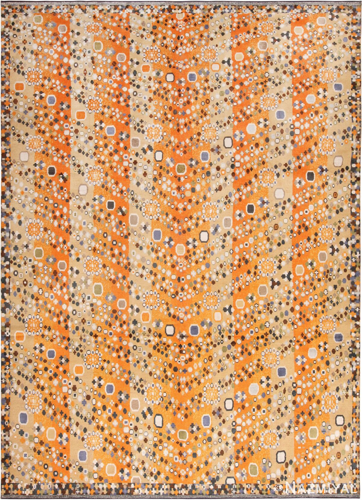 Sunny Happy Swedish Inspired Mid Century Design Modern Area Rug 60902 by Nazmiyal Antique Rugs