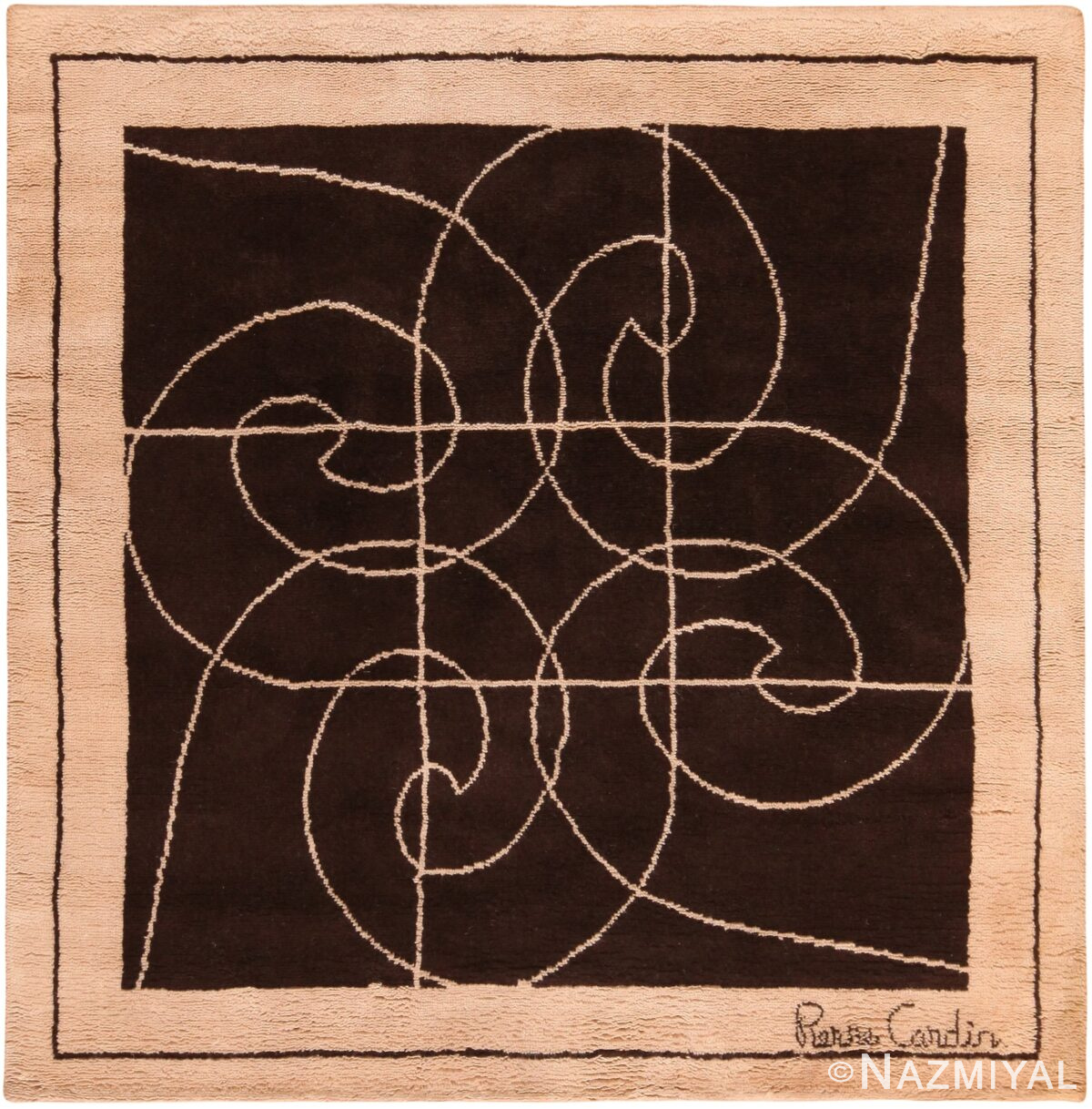 Vintage Square Mid Century Pierre Cardin Rug 71115 by Nazmiyal Antique Rugs