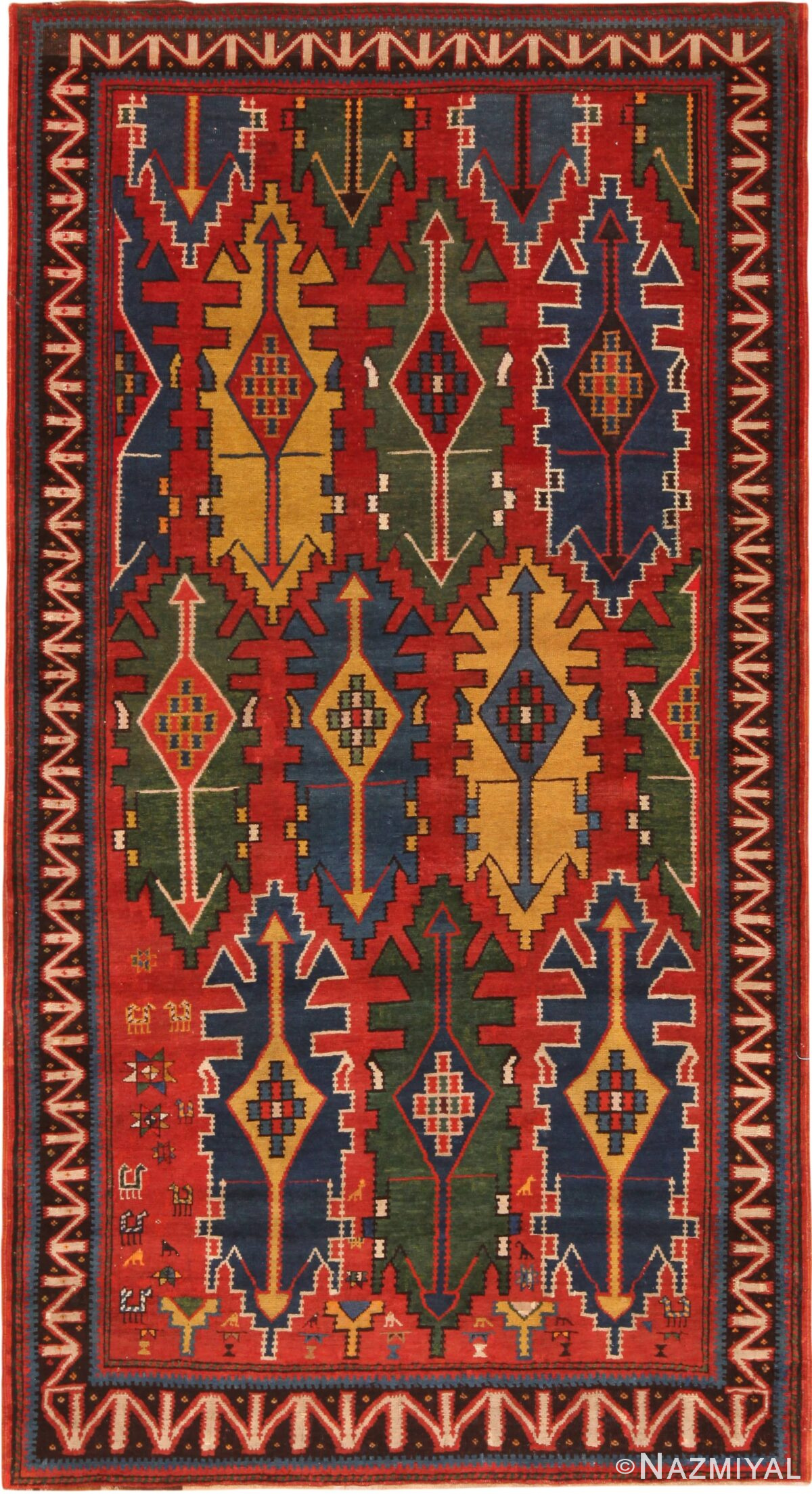 Splendid Antique Caucasian Kazak Rug 71274 by Nazmiyal Antique Rugs