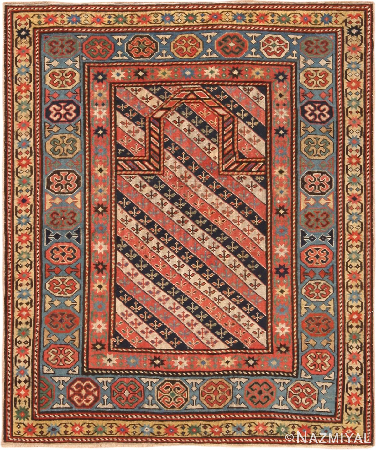 Eyecatching Antique Caucasian Kazak Rug 71283 by Nazmiyal Antique Rugs