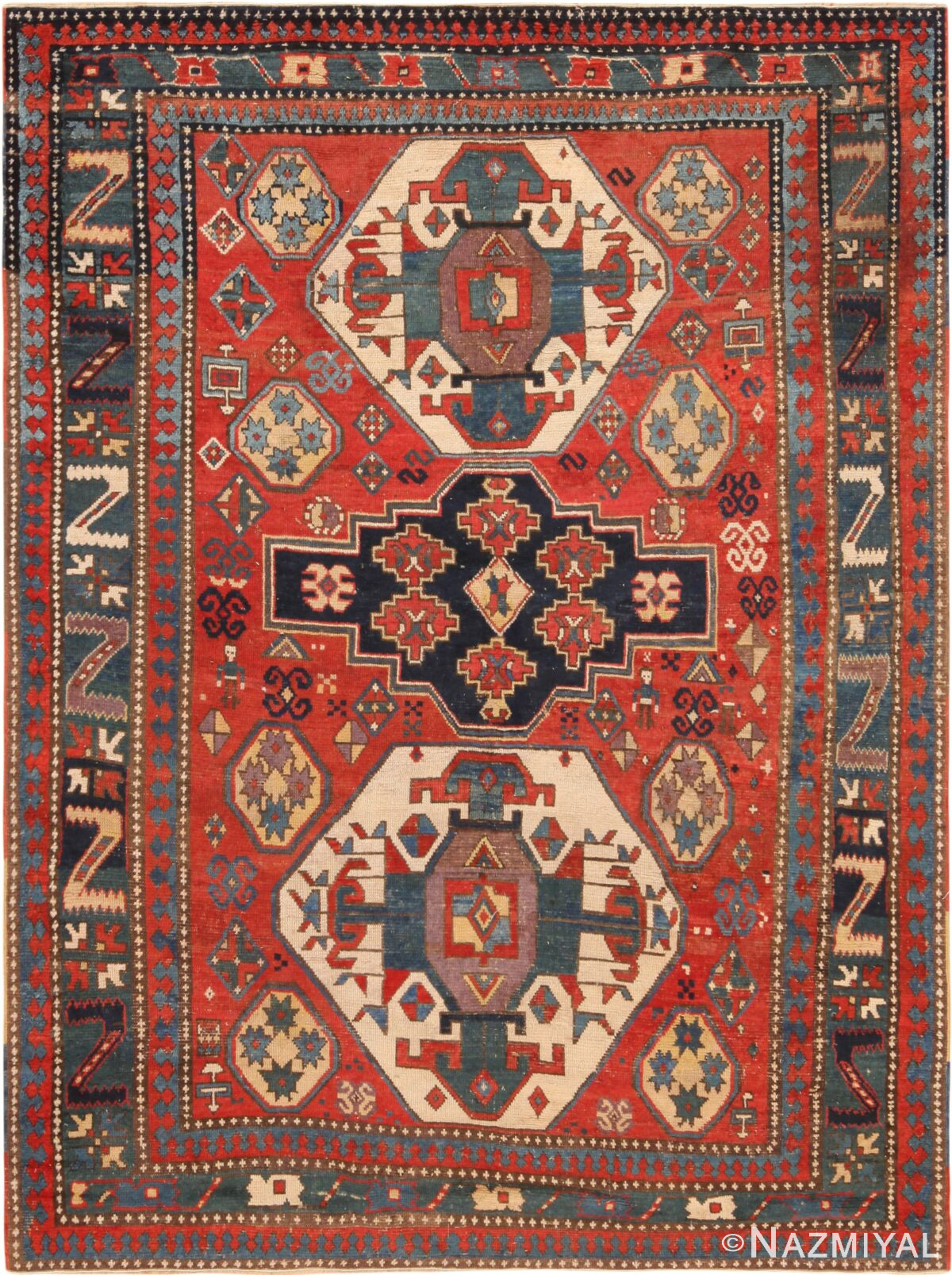 Marvelous Antique Caucasian Kazak Rug 71187 by Nazmiyal Antique Rugs