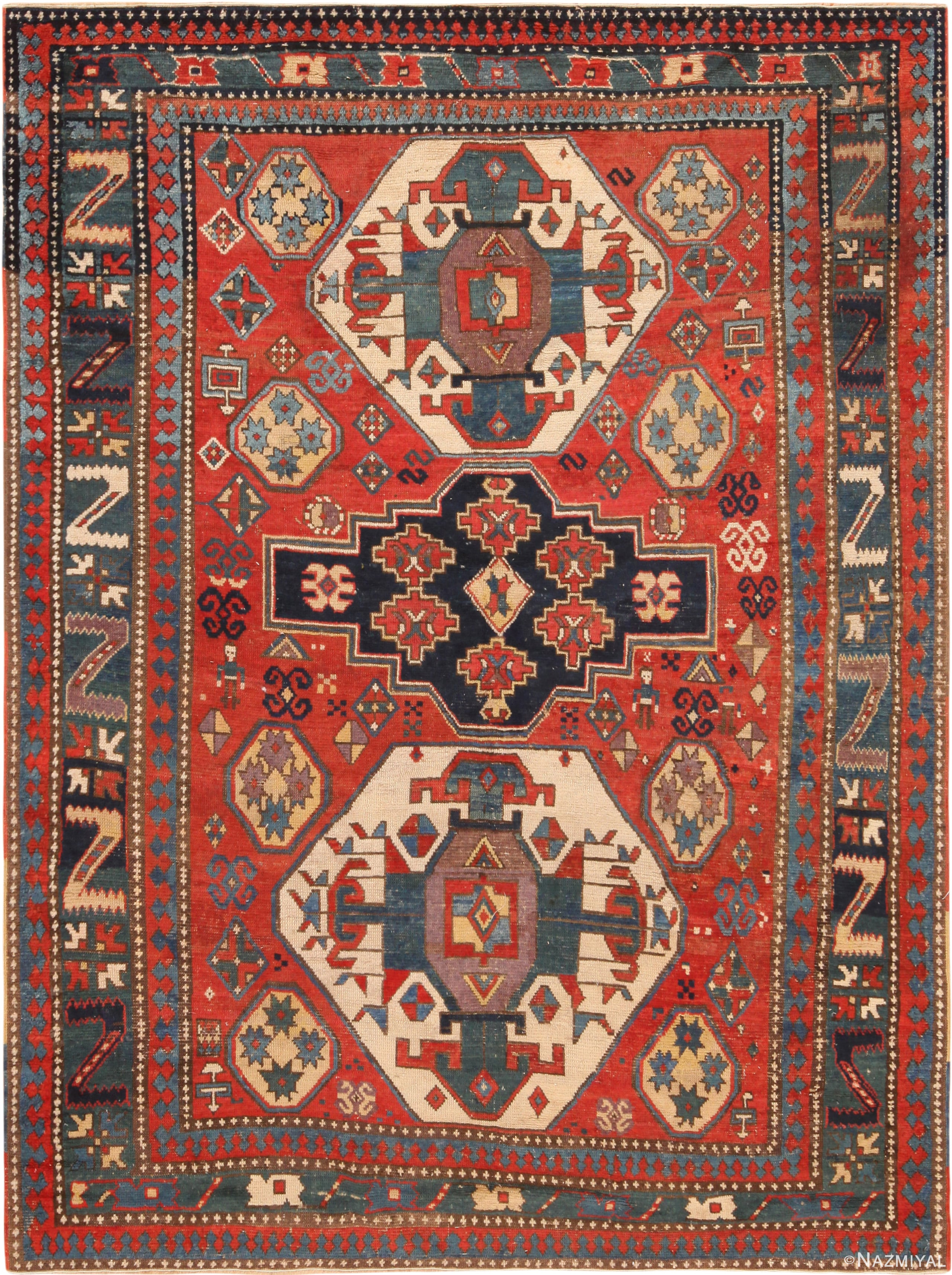 Marvelous Antique Caucasian Kazak Rug 71187 by Nazmiyal Antique Rugs