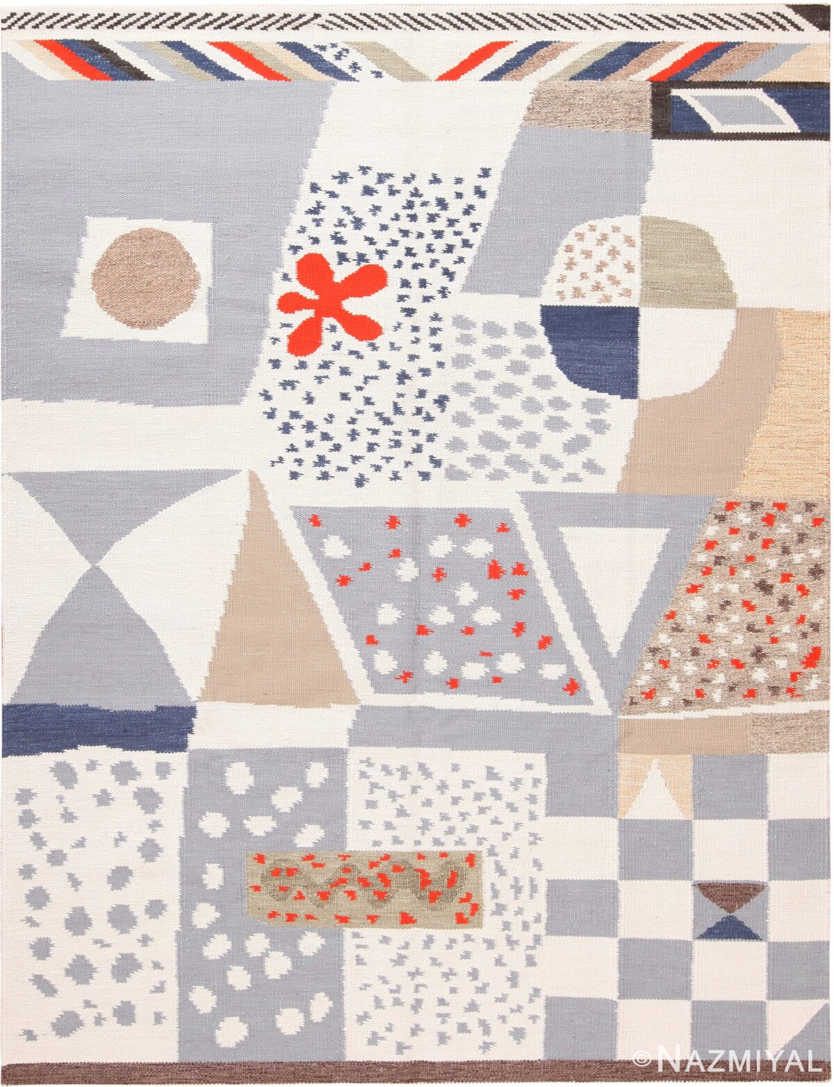 Spectacular Modern Geometric Swedish Style Area Rug 60896 by Nazmiyal Antique Rugs