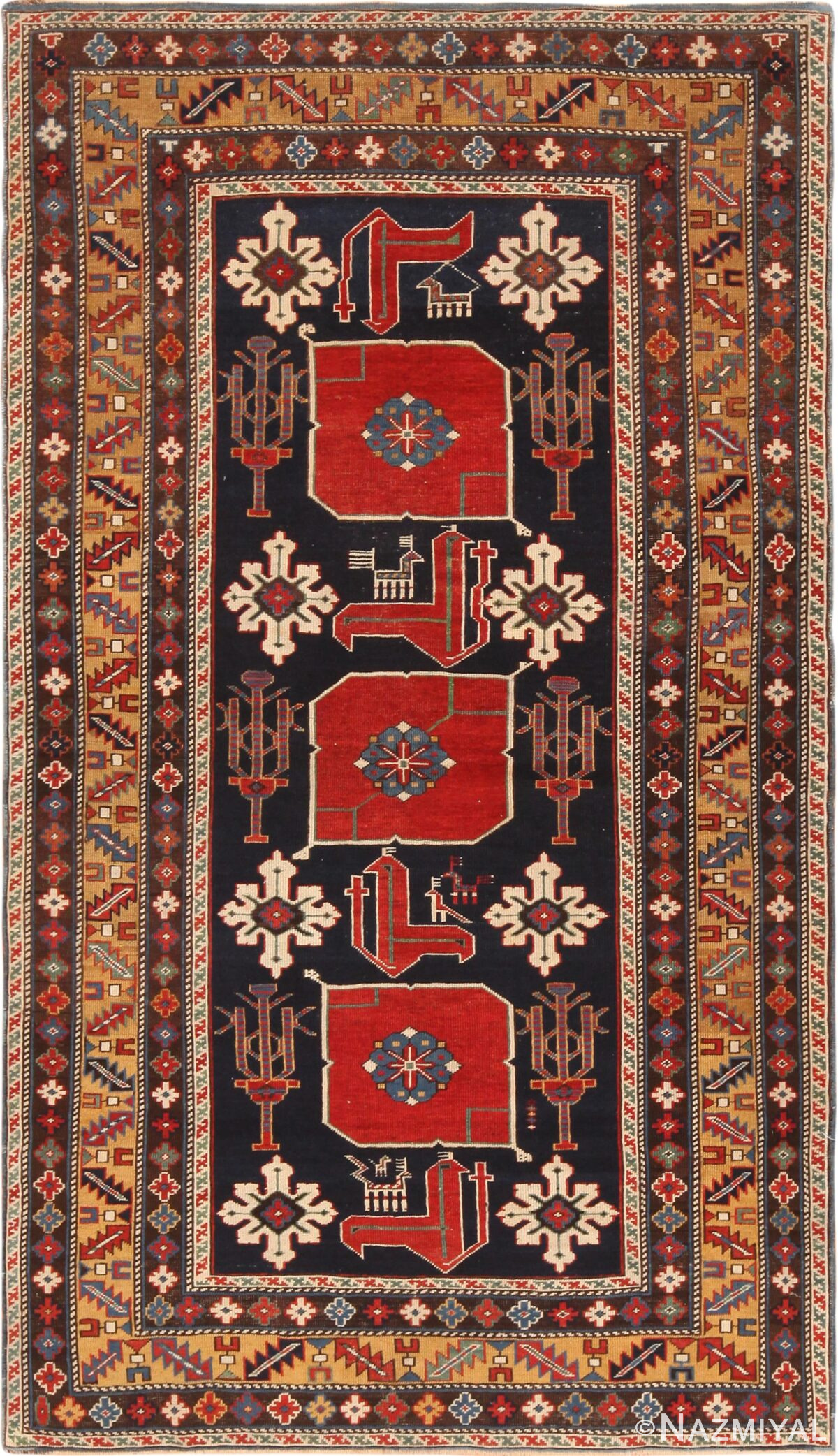 Striking Antique Caucasian Karakashli Rug 71282 by Nazmiyal Antique Rugs