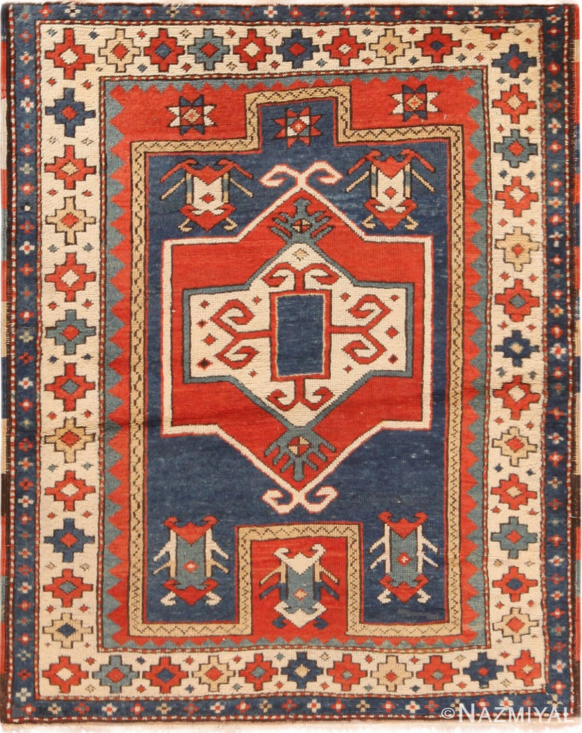 Striking Antique Caucasian Kazak Rug 71231 by Nazmiyal Antique Rugs