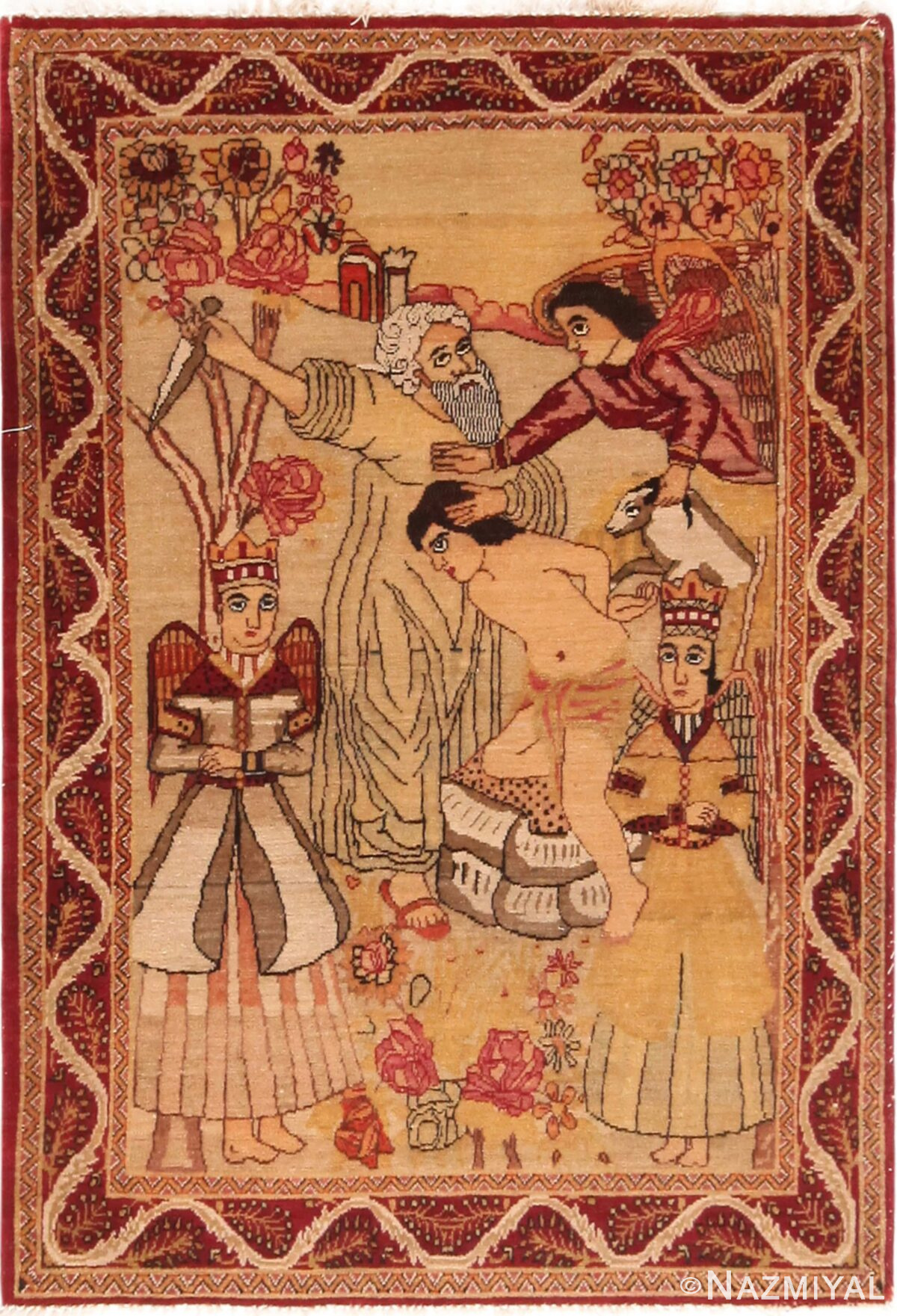 Superb Antique Persian Pictorial Kerman Rug 71206 by Nazmiyal Antique Rugs