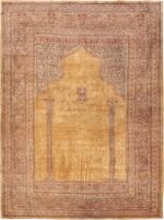 Silk Vintage Turkish Hereke Prayer Rug 70958 by Nazmiyal Antique Rugs