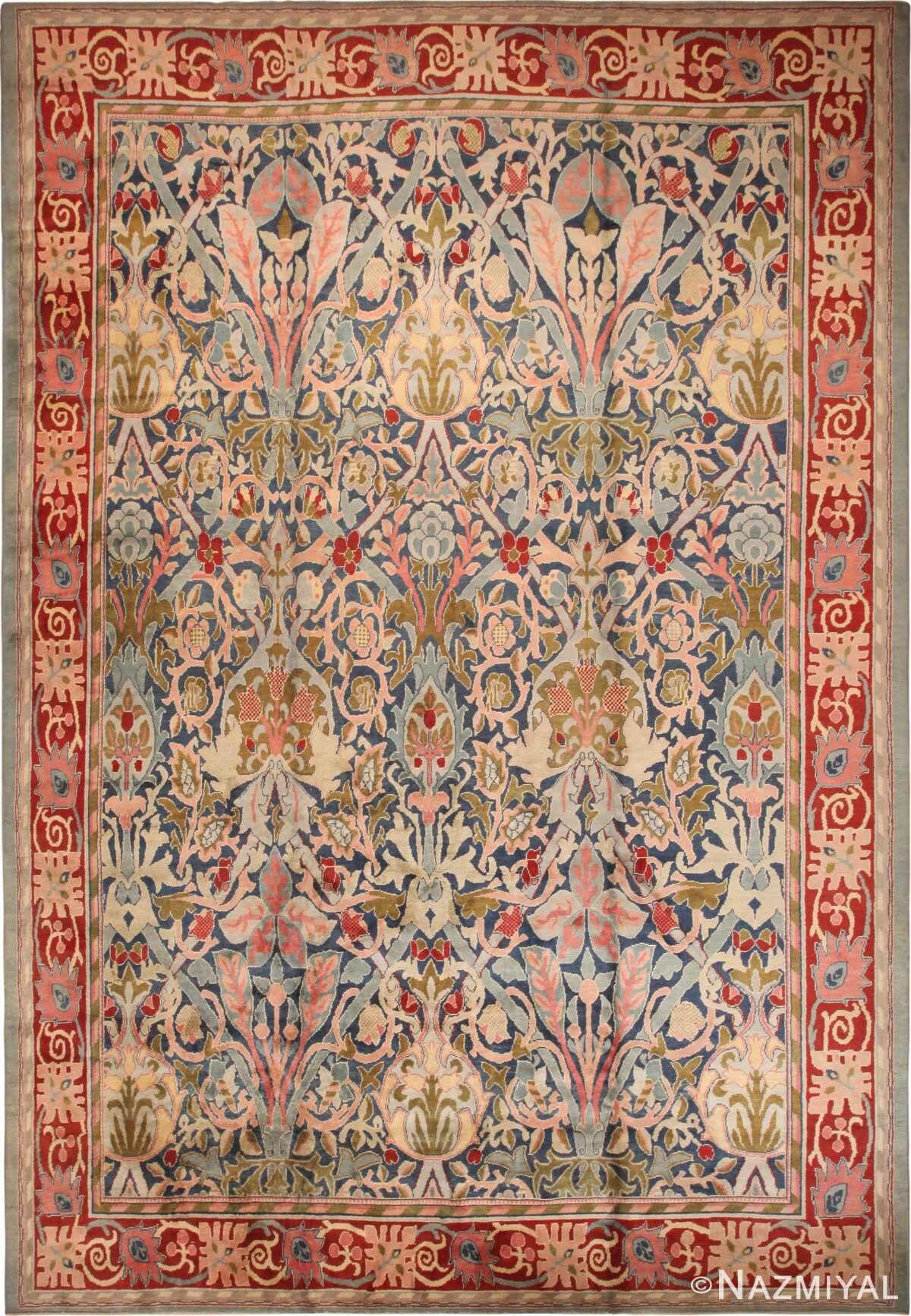 Vintage William Morris Inspired Indian Floral Rug 71245 by Nazmiyal Antique Rugs