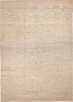 Cream Color Oversized Modern Distressed Decorative Rug 60945 by Nazmiyal Antique Rugs