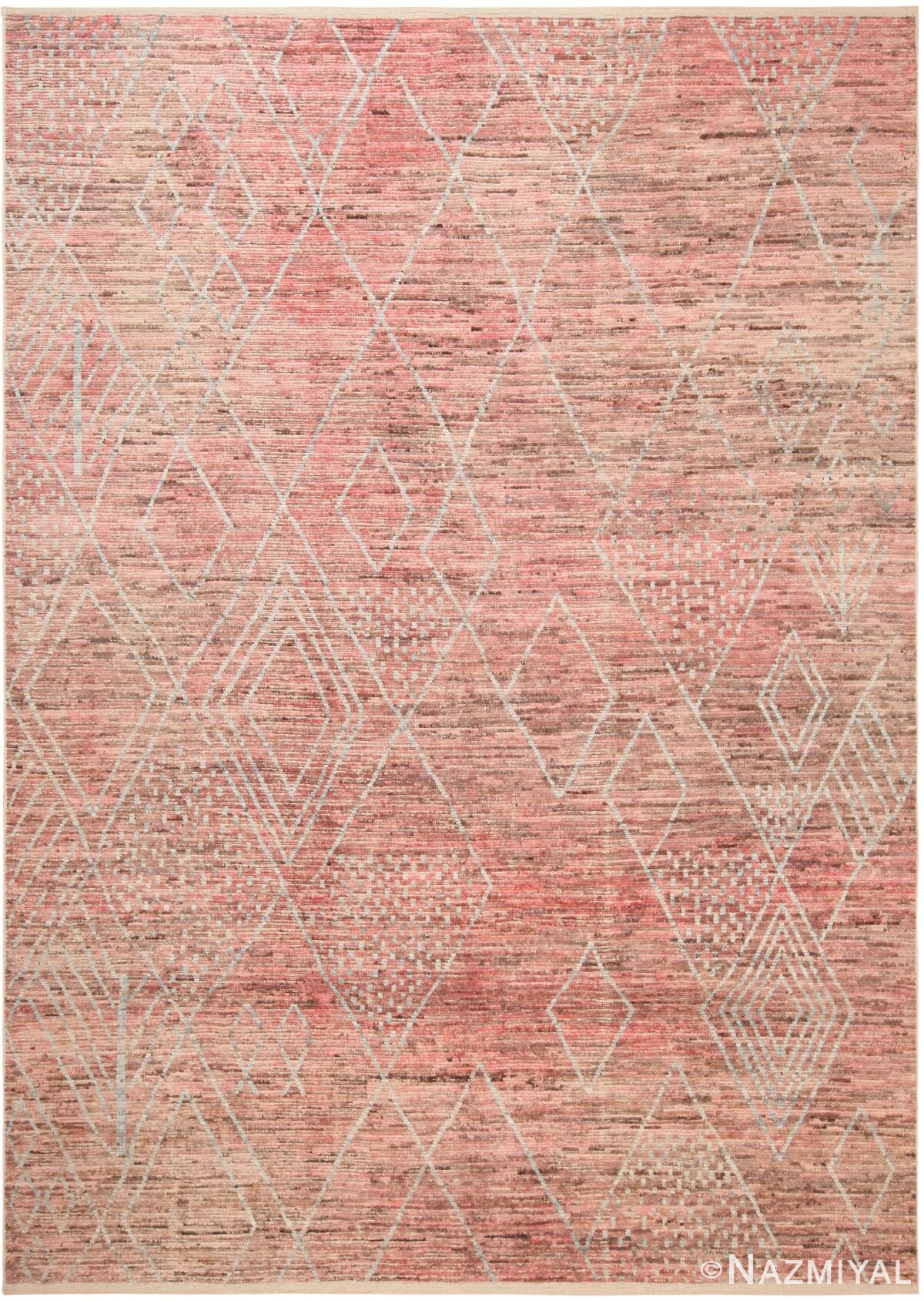 Berber Design Coral Modern Distressed Rug 60938 by Nazmiyal Antique Rugs
