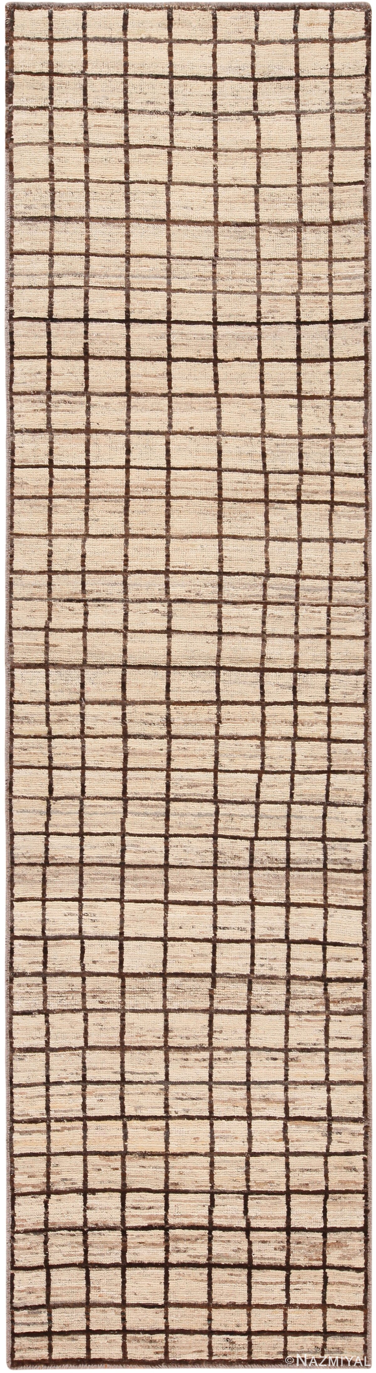 Moroccan Style Geometric Modern Distressed Runner Rug 60936 by Nazmiyal Antique Rugs