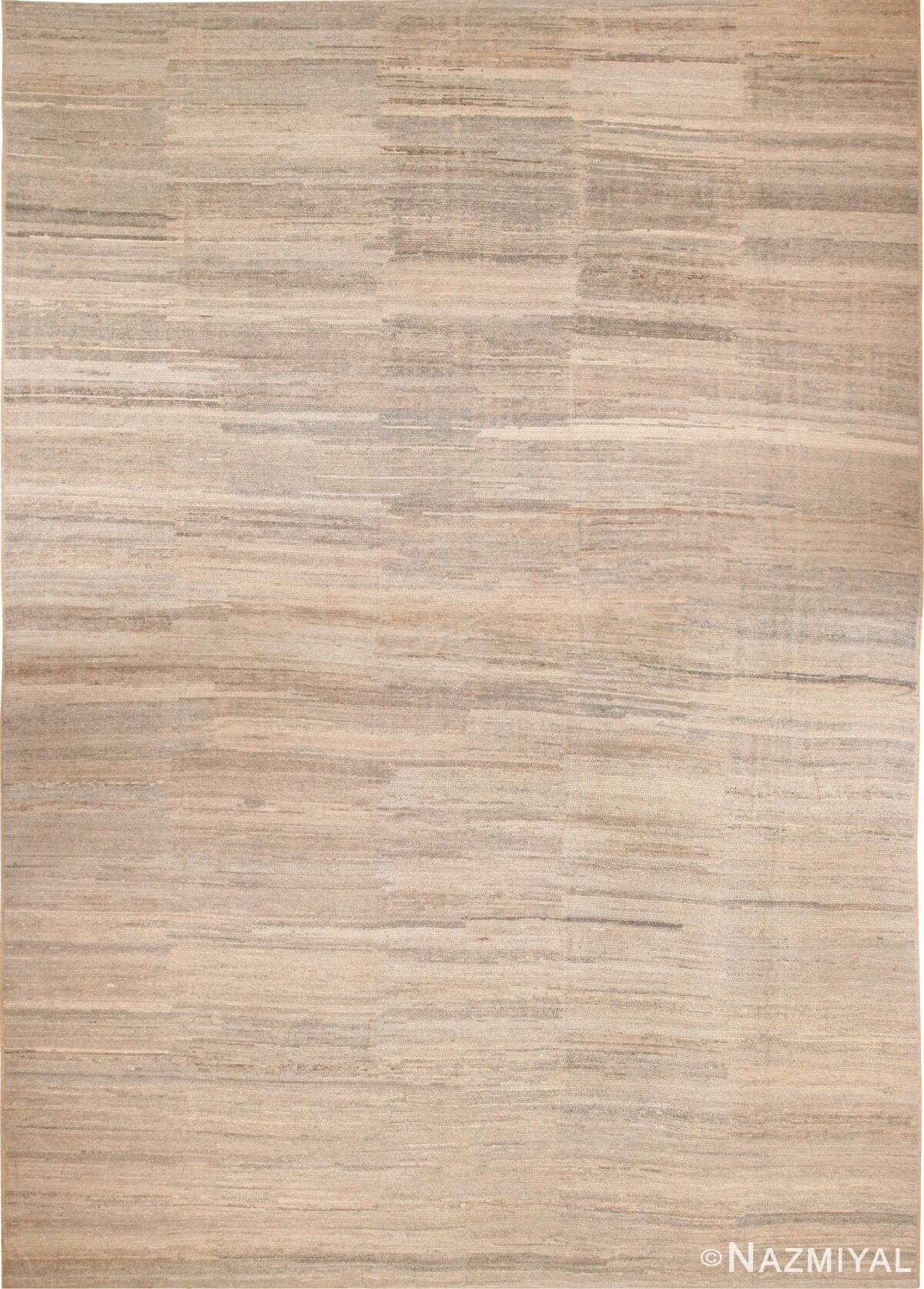 Oversized Beige Modern Distressed Rug 60956 by Nazmiyal Antique Rugs